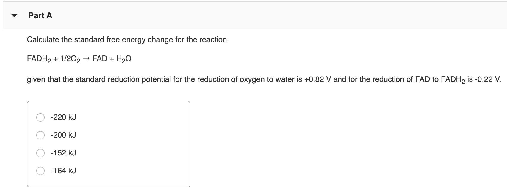 Solved Part A Calculate the standard free energy change for | Chegg.com