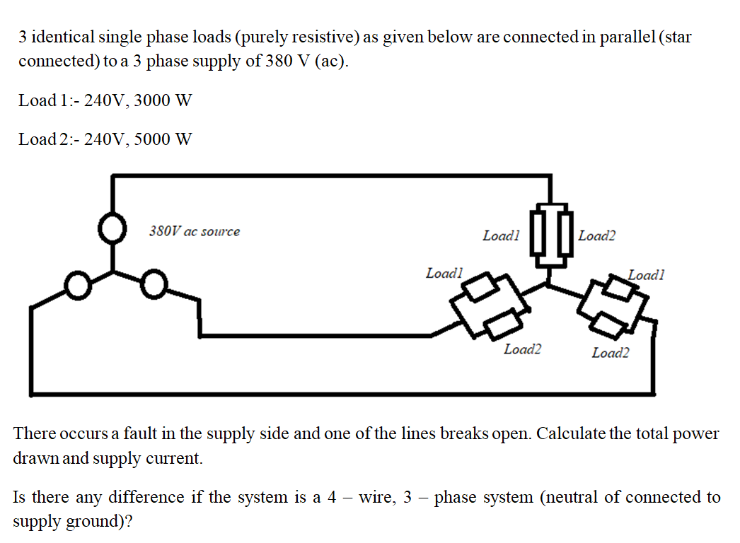 Solved 3 identical single phase loads (purely resistive) as | Chegg.com