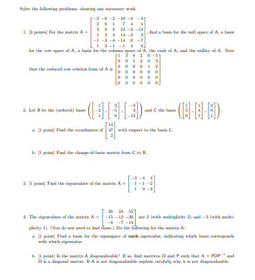 Solved 1 Solve the following problem, hogy work -2-6-2 -10 | Chegg.com