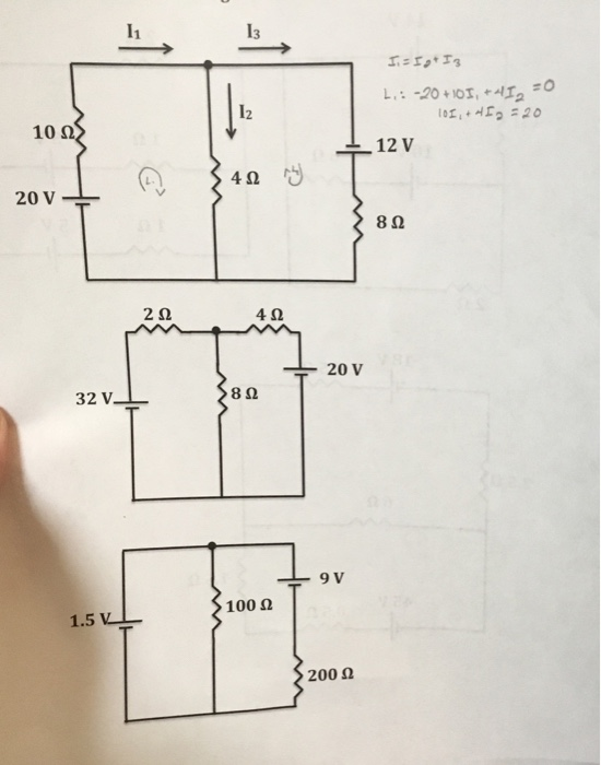 Solved 13 12 10Ω 12 V 20 V 8Ω 2Ω 4Ω 32 V 8Ω 100 Ω 1.5 V- 200 | Chegg.com