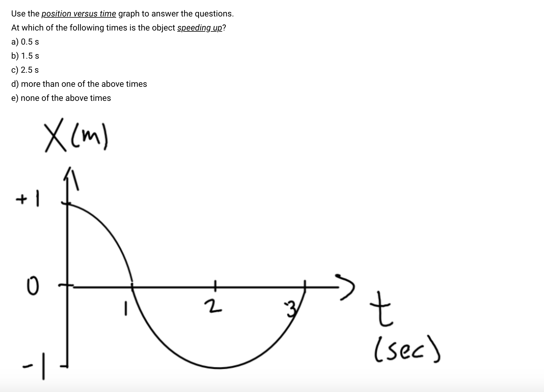 Solved Use The Position Versus Time Graph To Answer The Chegg Com   PhpJFgAUH