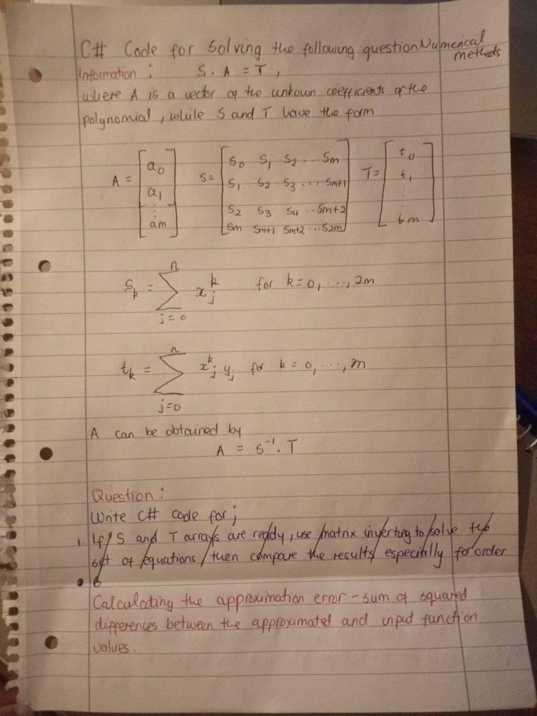 methods [C# Code for solving the following question | Chegg.com
