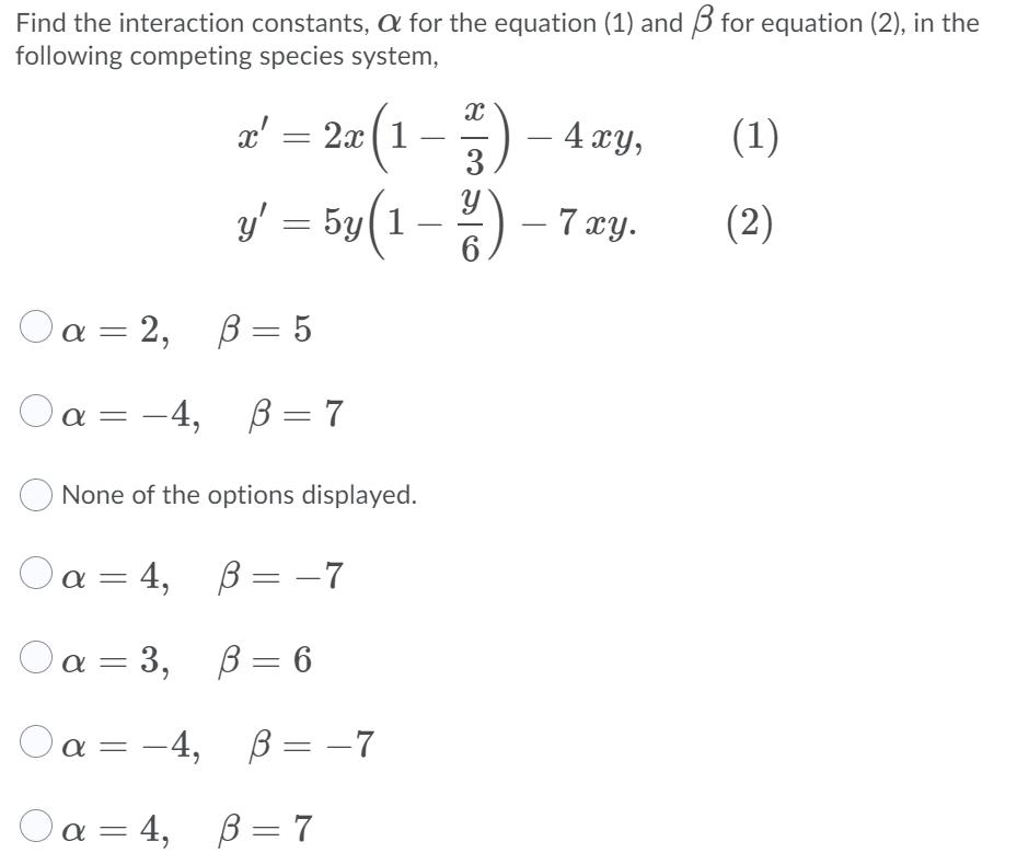 Find The Interaction Constants Q For The Equation Chegg Com