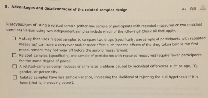 Solved: Disadvantages Of Using A Related Sample (either On... | Chegg.com