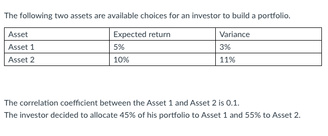 Solved Q1 Calculate The Expected Return Of The Portfolio To | Chegg.com