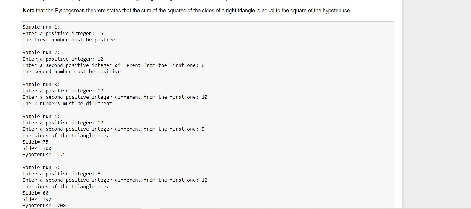 Solved python We can form the 3 sides of a right angle | Chegg.com