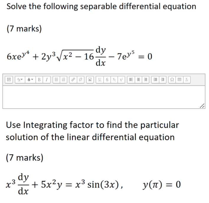 Solved Solve the following separable differential equation | Chegg.com