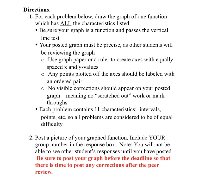 Solved Directions: 1. For each problem below, draw the graph | Chegg.com
