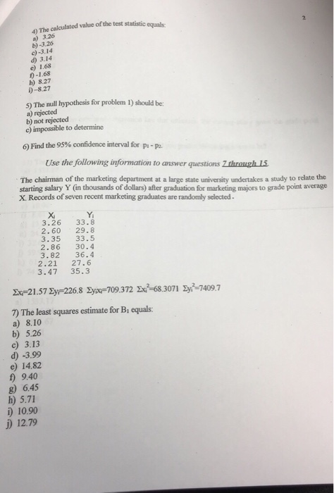 Solved Please solve answers and show work if you can so I | Chegg.com