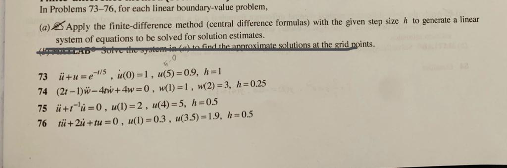 Solved In Problems 73-76, for each linear boundary-value | Chegg.com