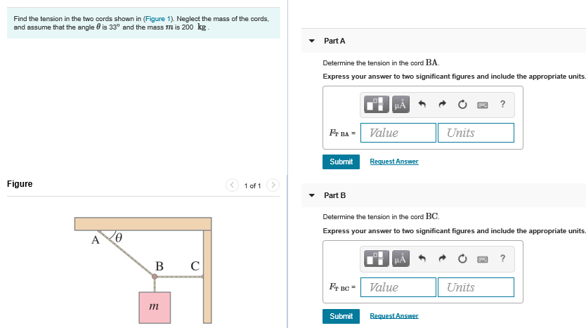 Solved Find The Tension In The Two Cords Shown In (Figure | Chegg.com