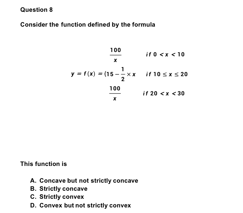 Solved Question 8 Consider the function defined by the | Chegg.com