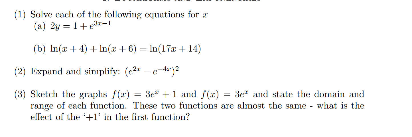 Solved (1) Solve each of the following equations for x (a) | Chegg.com