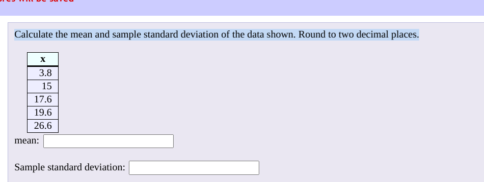 Solved Calculate the mean and sample standard deviation of | Chegg.com