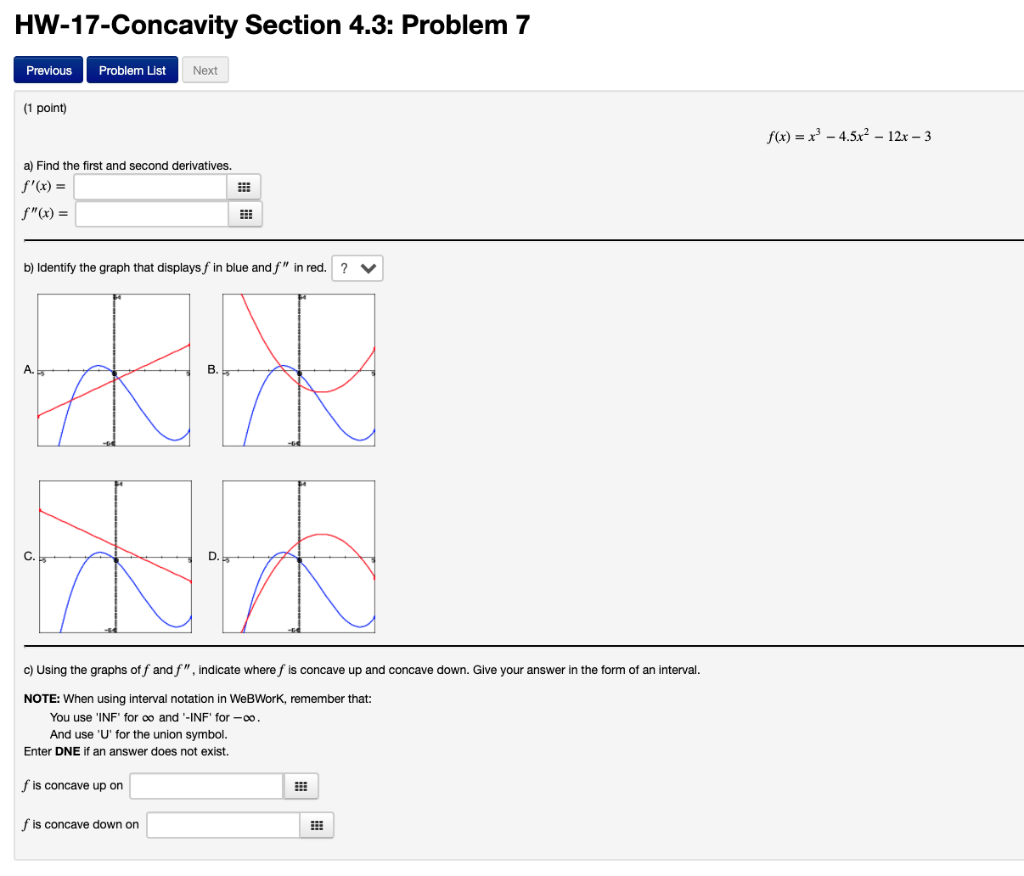 Solved HW-17-Concavity Section 4.3: Problem 7 Previous | Chegg.com