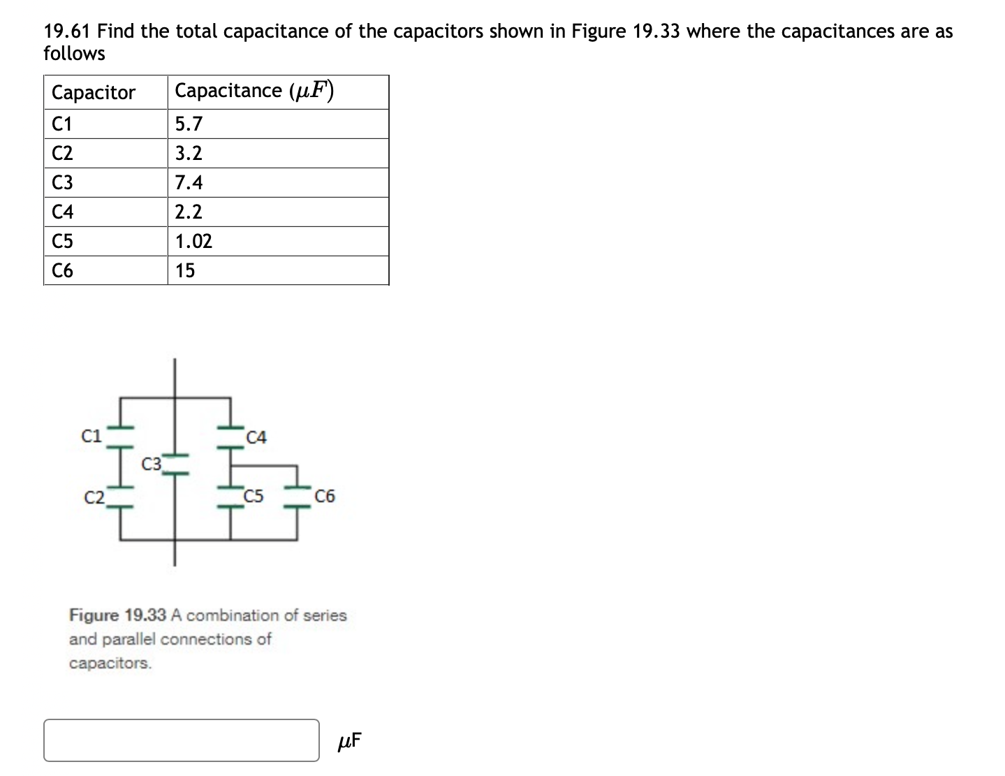 Total Capacitance Sample Problems Solved 19.61 Find the total capacitance of the capacitors | Chegg.com