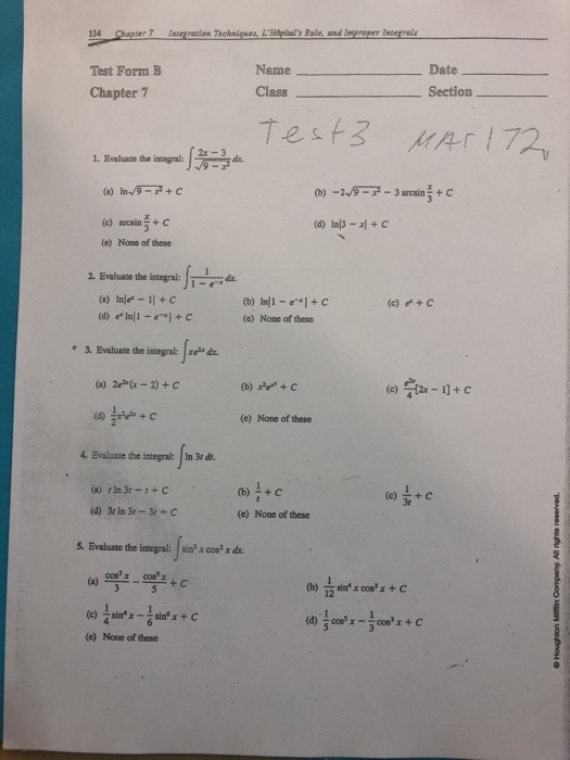 negative integrals | dp ib applications &... Solved and Test Form B Name Date Chapter 7 Section 2x-3 I. | Chegg.com