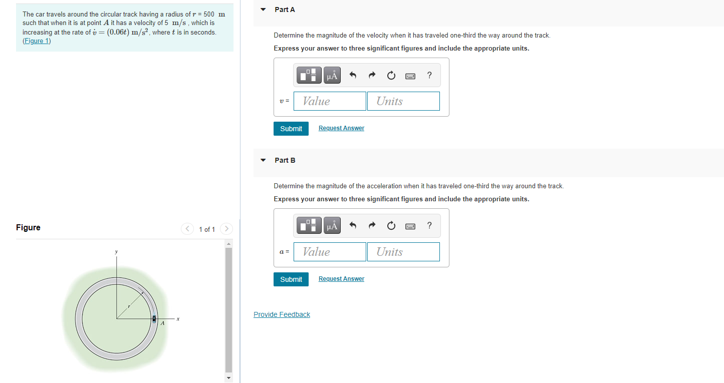 Solved Part A The car travels around the circular track | Chegg.com