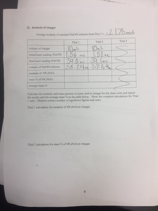 Solved Average molarity of standard NaOH solution from Part | Chegg.com