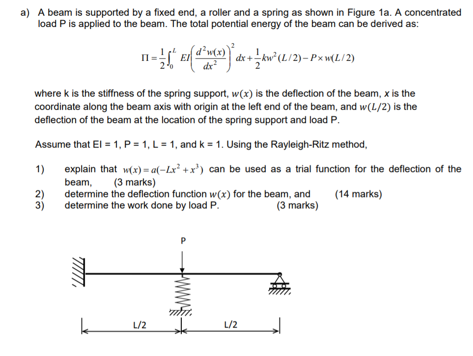 Solved a) A beam is supported by a fixed end, a roller and a | Chegg.com