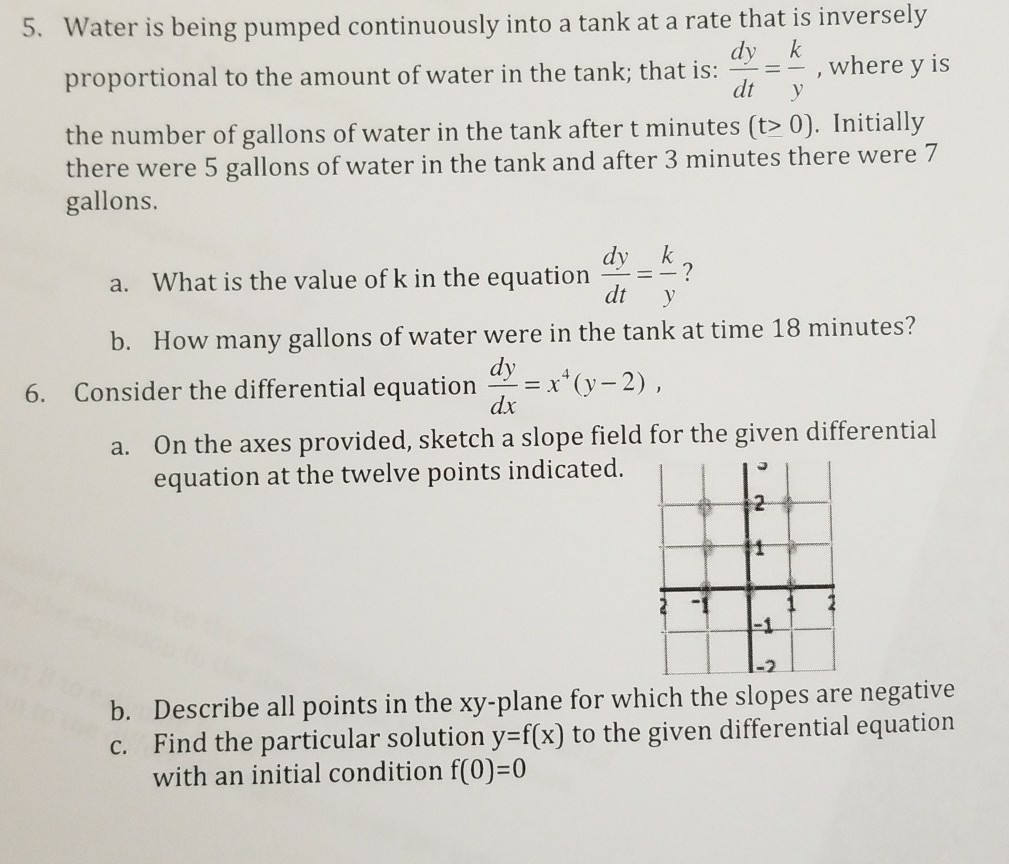 Solved 5. Water is being pumped continuously into a tank at