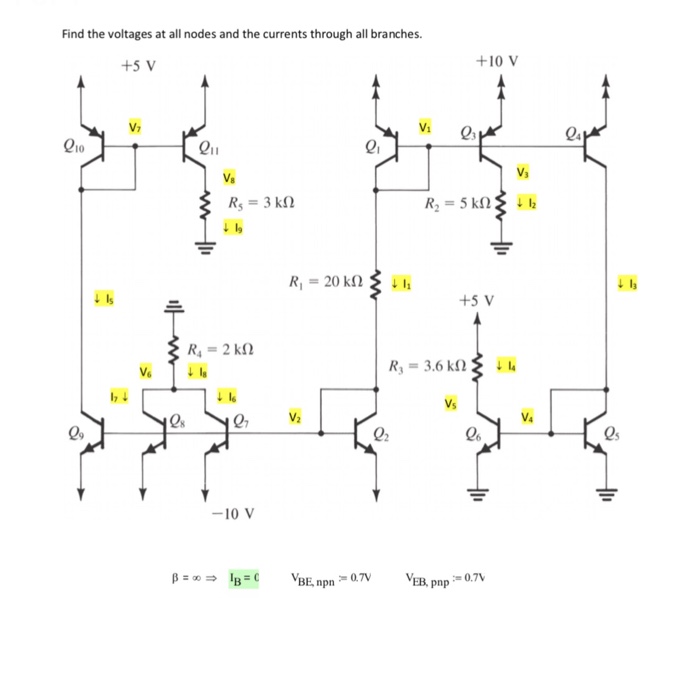 Solved Find the voltages at all nodes and the currents | Chegg.com