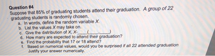 Solved Question #4 Suppose That 85% Of Graduating Students | Chegg.com