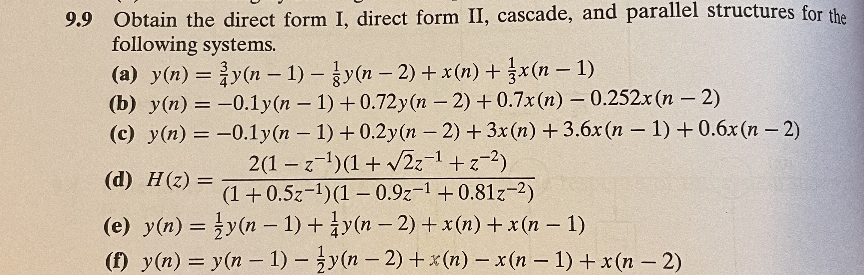 Solved Just do b, ﻿d, ﻿and f please! 9.9 ﻿Obtain the direct | Chegg.com