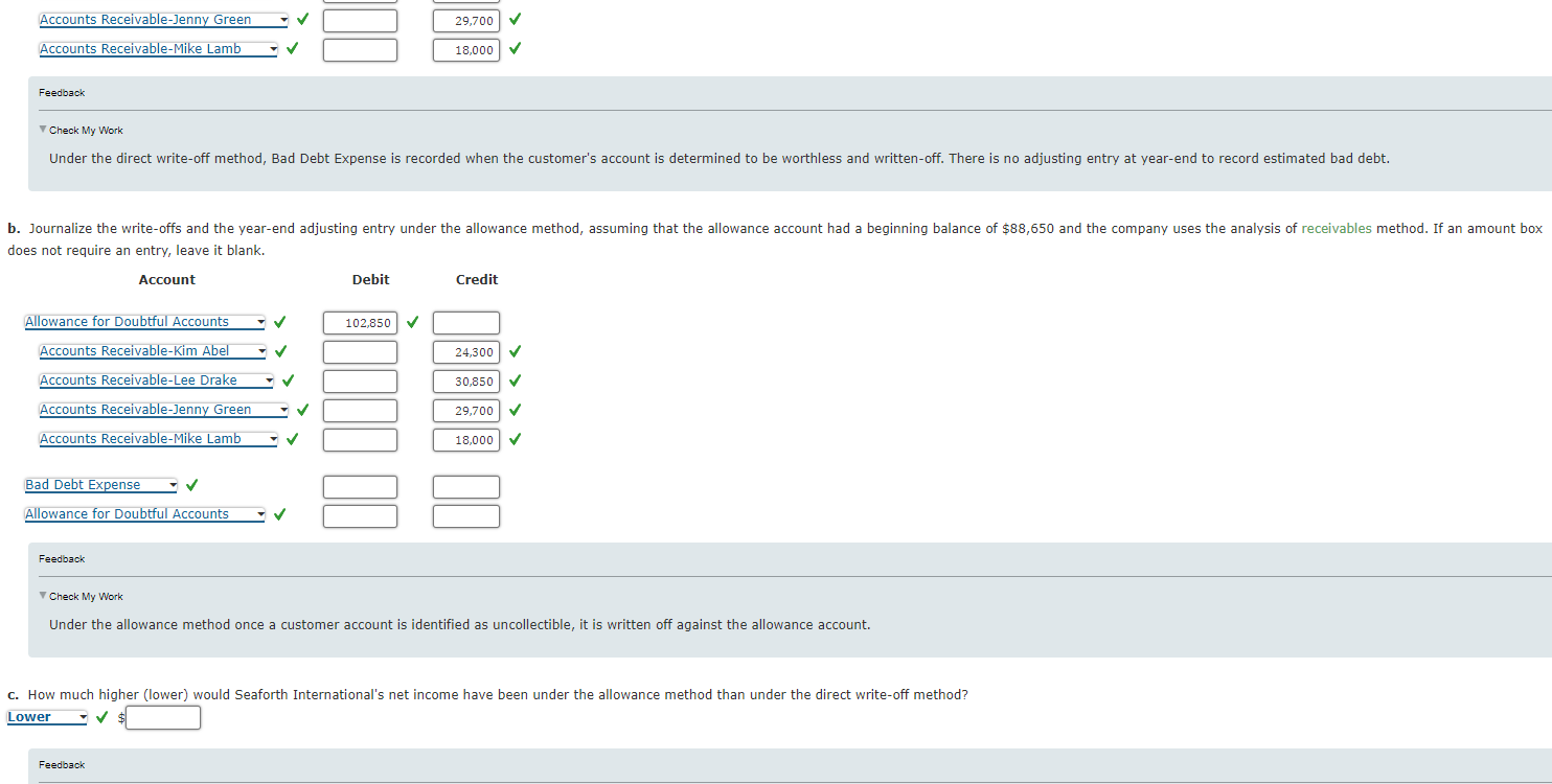 Solved Entries For Bad Debt Expense Under The Direct 1794