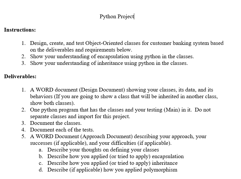 Python Project Instructions: 1. Design, create, and | Chegg.com