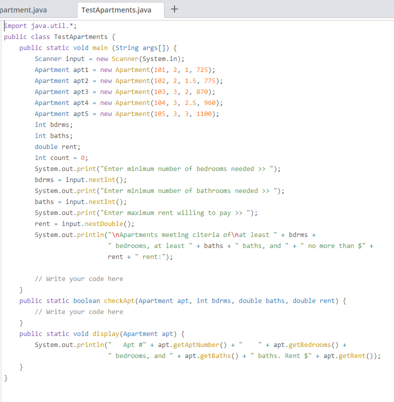 Solved Instructions Modify the Apartment class so that it