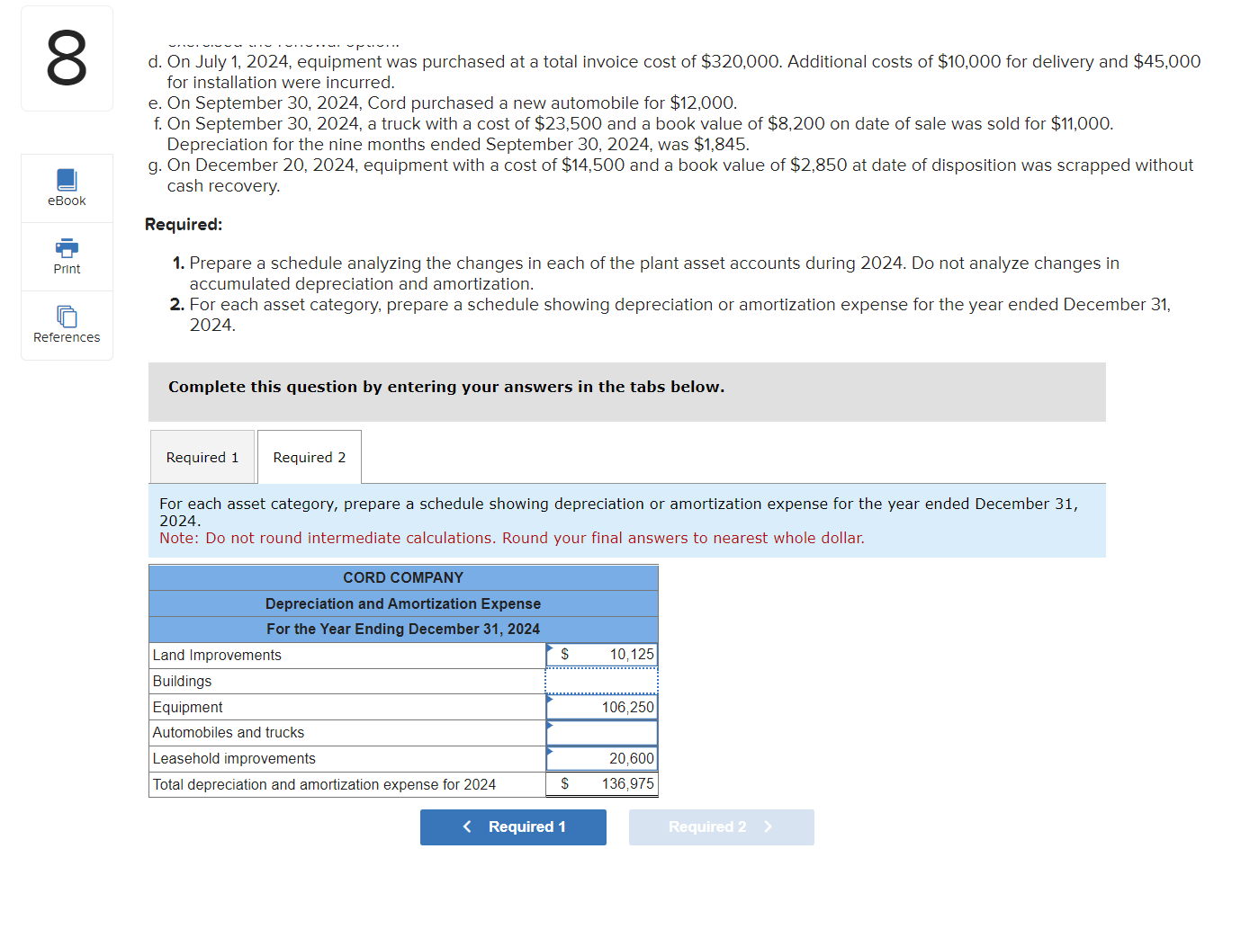 At December 31, 2023, Cord Company's plant asset and