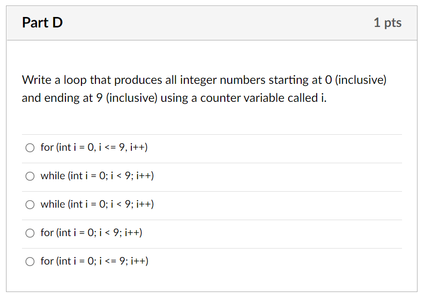 Solved Part A 1 pts Consider the following code. What is the | Chegg.com
