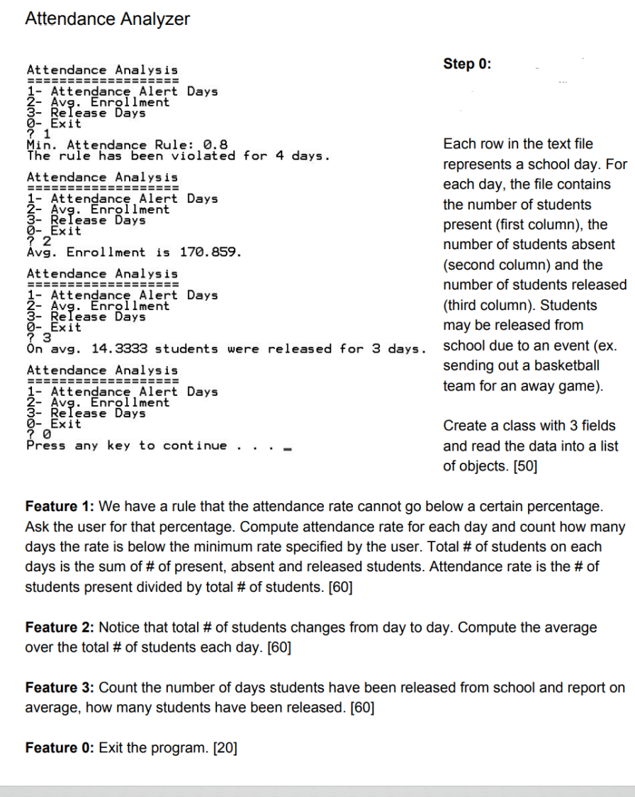 Solved Create an attendance tracking program using python. | Chegg.com