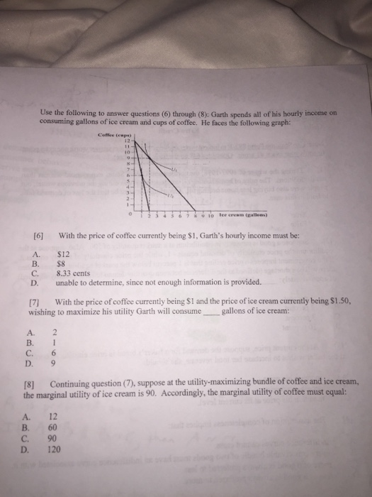 Solved Use the following to answer questions (6) through | Chegg.com