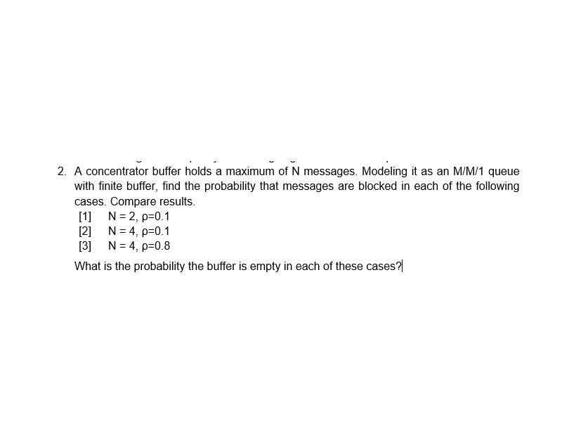 Solved 2. A concentrator buffer holds a maximum of N