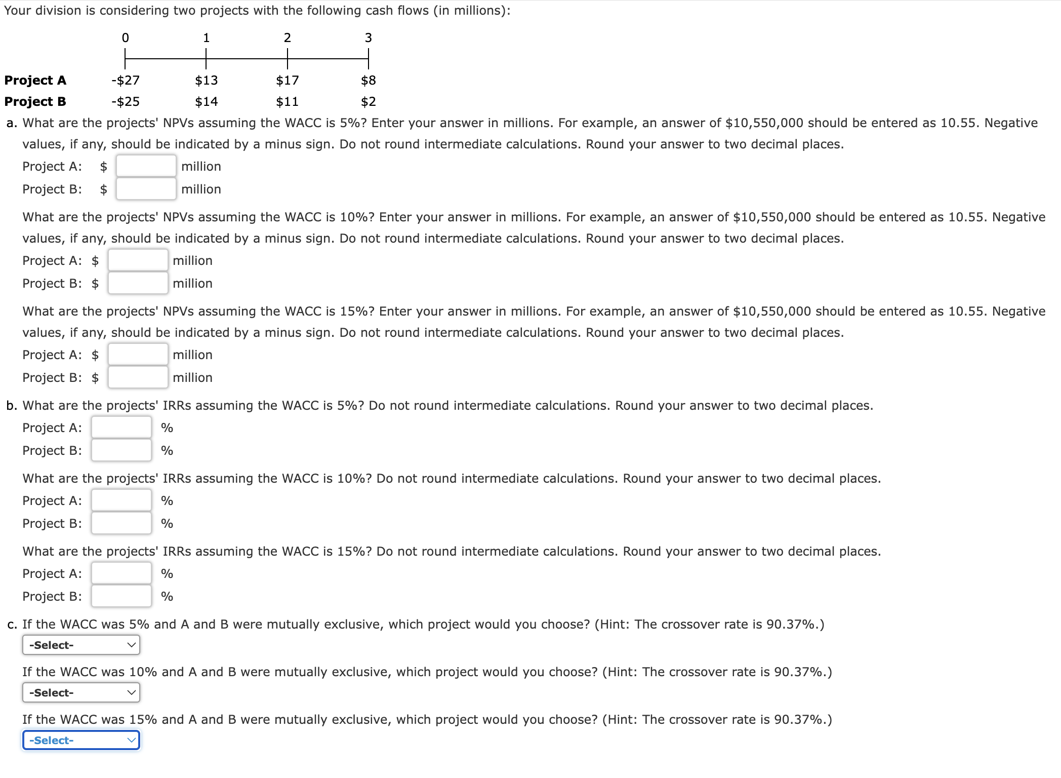 Solved Project A Project B A. What Are The Projects' NPVs | Chegg.com