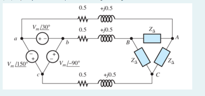 Solved A delta-connected source delivers power to a | Chegg.com