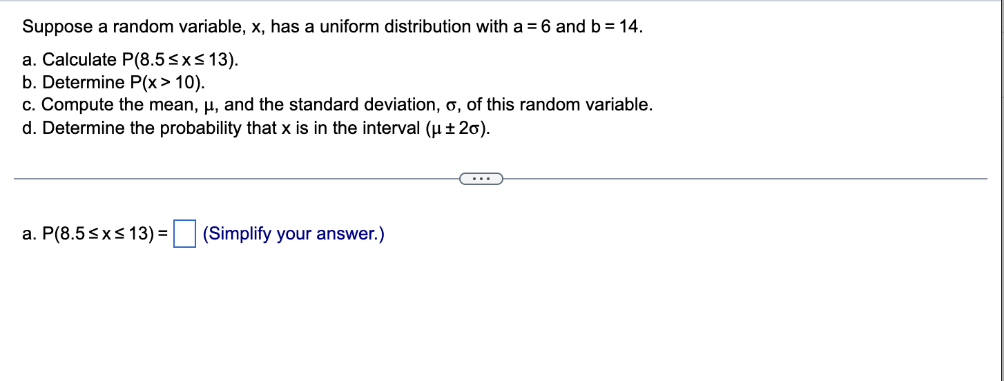 Solved Suppose A Random Variable X Has A Uniform 5386