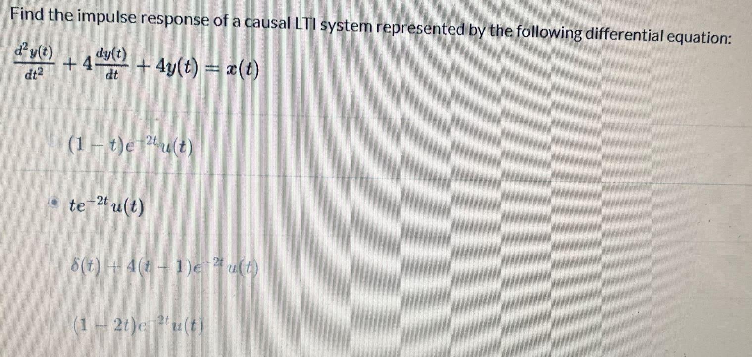 Solved Find the impulse response of a causal LTI system | Chegg.com