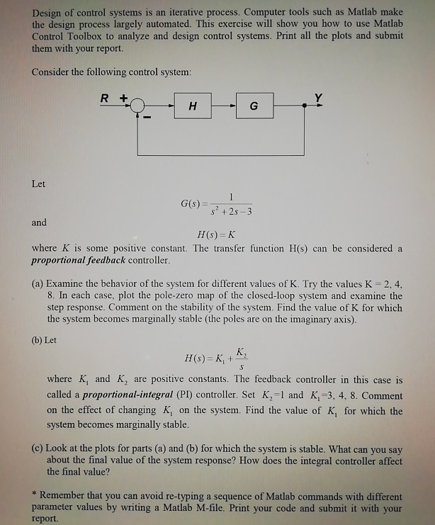 Design of control systems is an iterative process. | Chegg.com