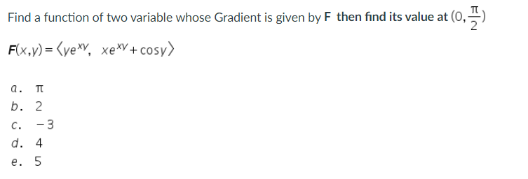 Solved Find a function of two variable whose Gradient is | Chegg.com