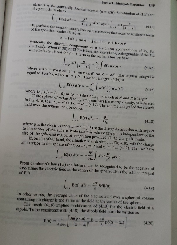 Solved Derive the dipole field of Eq. 4.13. a) starting from | Chegg.com