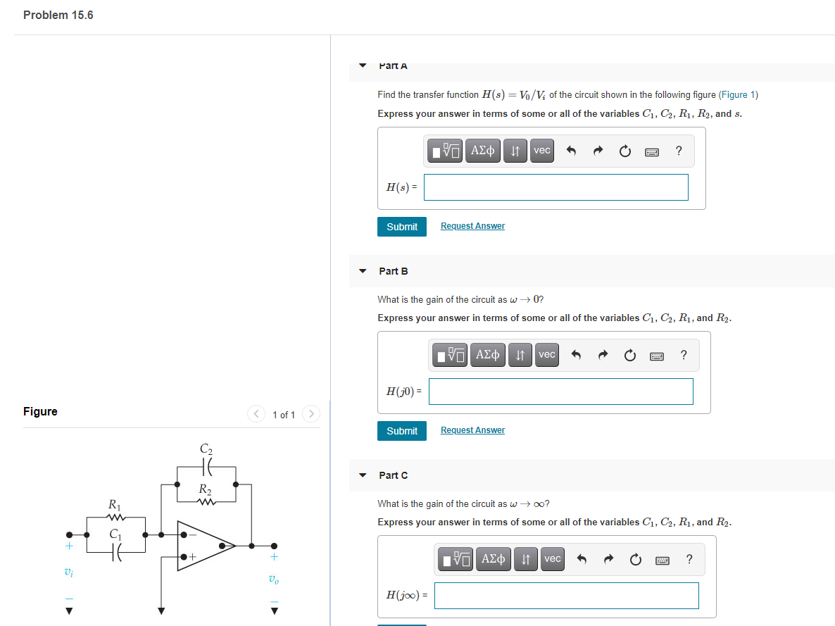 Solved Problem 15.6 Part A Find The Transfer Function H(s) | Chegg.com