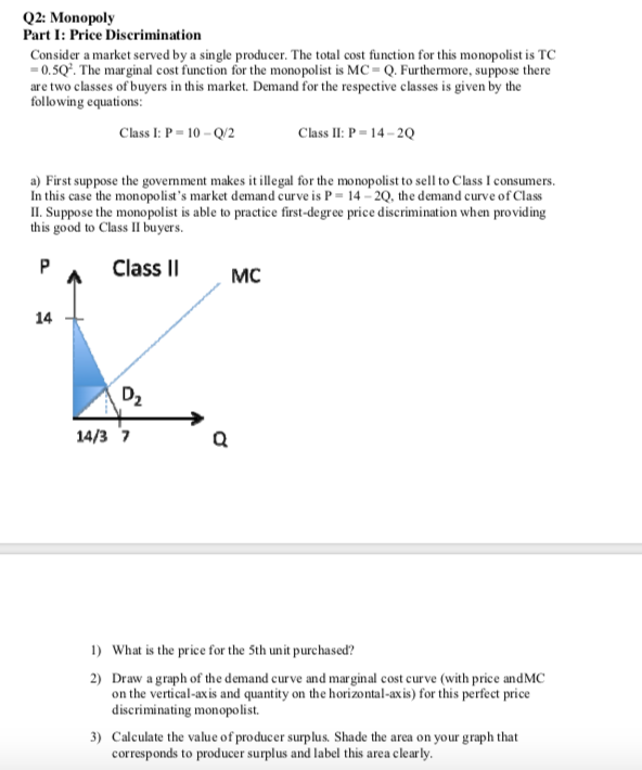 Solved Q2: Monopoly Part I: Price Discrimination Consider A | Chegg.com