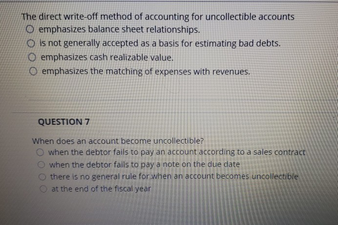 Under The Direct Write-off Method Of Accounting For Uncollectible Accounts Chegg