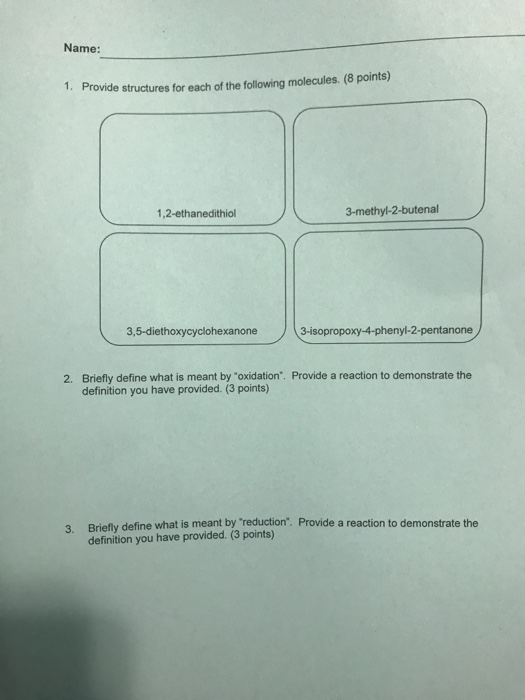 Solved Name: 1. Provide structures for each of the following | Chegg.com