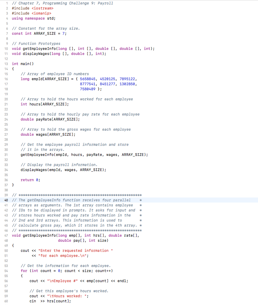 Solved 1 // Chapter 7, Programming Challenge 9: Payroll 2 | Chegg.com