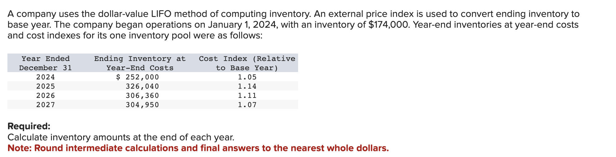 Solved A company uses the dollar-value LIFO method of | Chegg.com