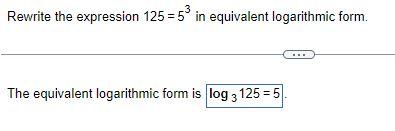 5 to the power of 3 125 in logarithmic form